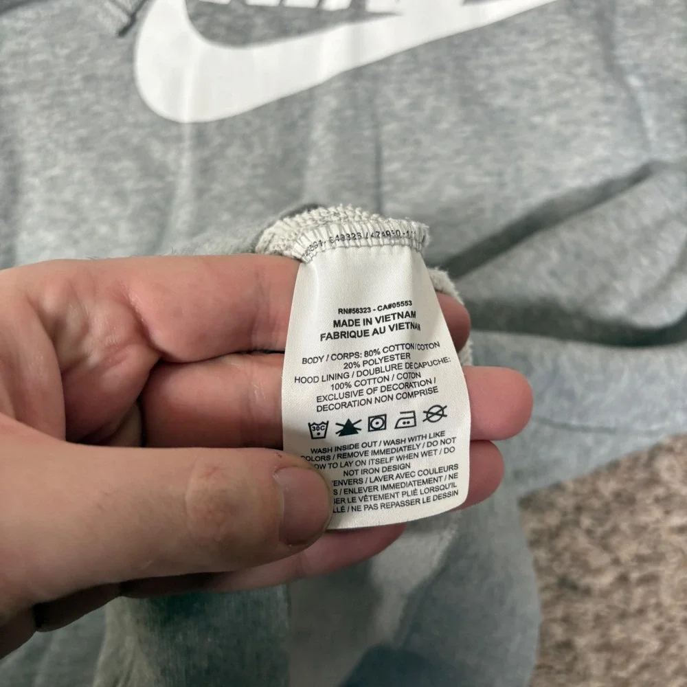 Nike Sportswear Club Fleece Hoodie Grey‎ White Logo DQ5775-063 Womens Large